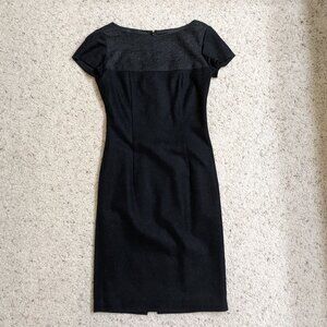 Japanese Brand: Queen Court/ Gray & Black Color-Block Wool Dress / Short Sleeve